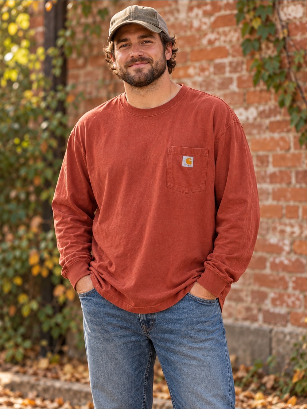 Carhartt K126 Men’s 2XL Original Fit Long Sleeve Pocket Shirt Chili Rust